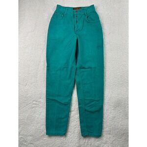 Vintage Bonjour Jeans Womens 3/4 Green High Rise Mom Jeans 80s 90s‎ Tapered